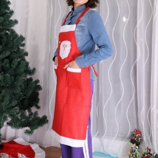 Aprons For Woman Christmas Decoration Santa Claus Kitchen Red