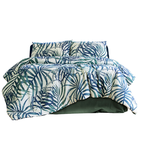 Ardor Palms Blue Polyester Cotton Quilt Cover Set Quilt Covers