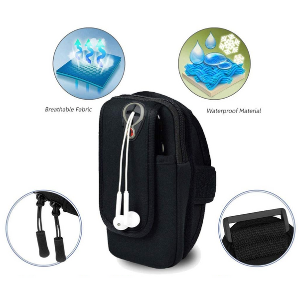 Fashionable Exercise Mini Arm Bag Running Pouch Key Holder Black Armbands