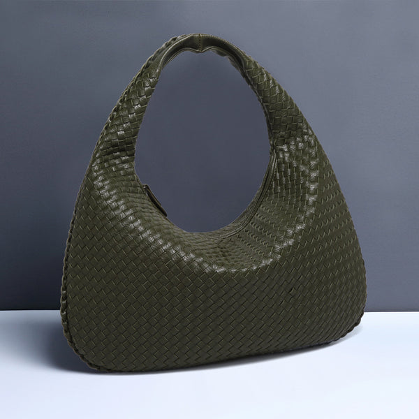 Elegant Woven Pu Leather Hobo Bag Stylish Large Capacity Shoulder Handbag For Women Women's Bags & Handbags