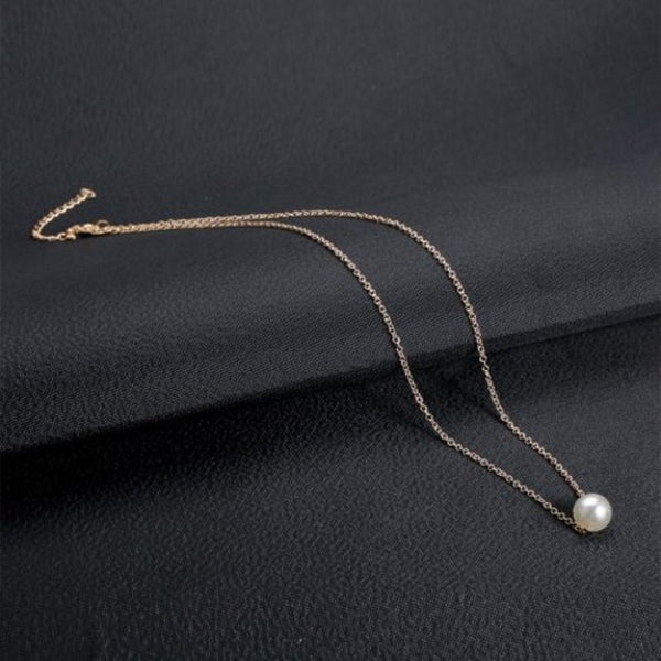 Artificial Pearl Pendant Necklace Golden