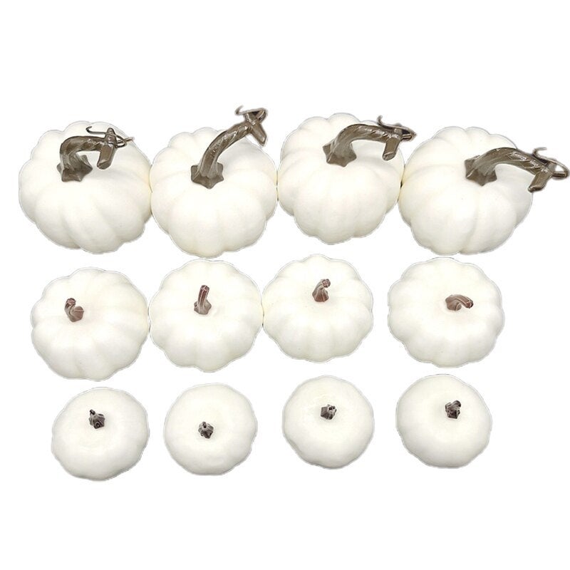 Artificial White Pumpkins Wedding Decor Halloween Fall Table Decoration 12Pcs Decorative Fruit & Vegetables