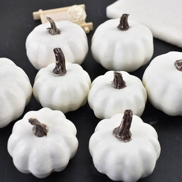 Artificial White Pumpkins Wedding Decor Halloween Fall Table Decoration 12Pcs Decorative Fruit & Vegetables