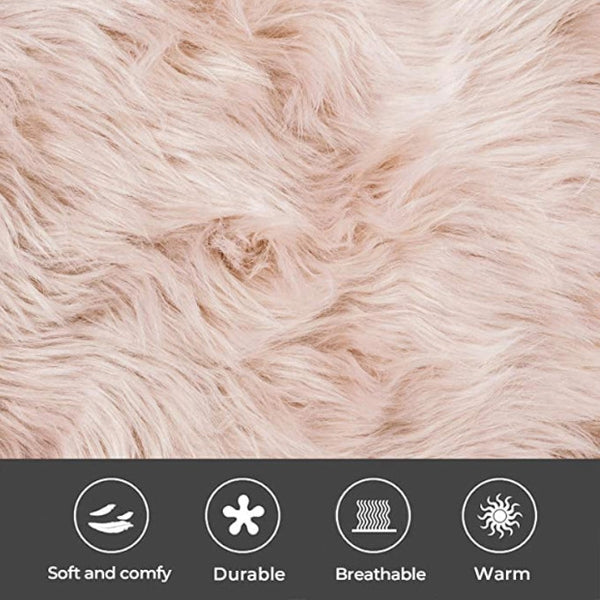 40X40cm Artificial Wool Fur Soft Plush Pillowcase Cushion Cover Pink