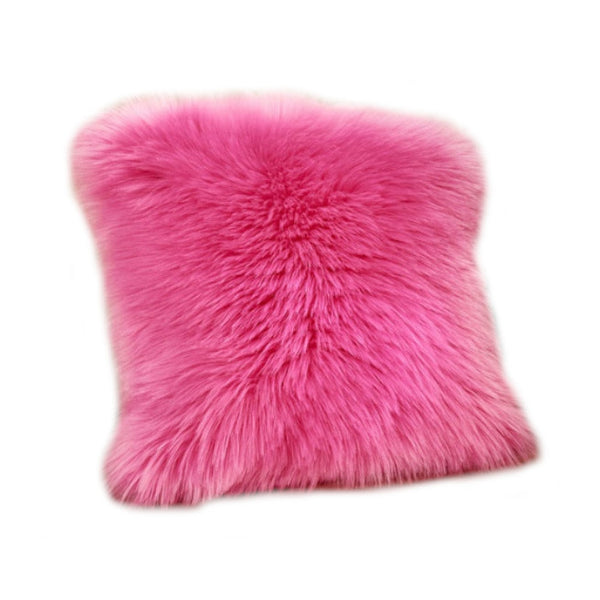 40X40cm Artificial Wool Fur Soft Plush Pillowcase Cushion Cover Rose Red Cushions & Decorative Pillows