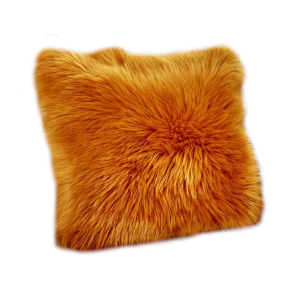 Artificial Wool Fur Soft Plush Pillowcase Cushion Cover Dijon Yellow Cushions & Decorative Pillows