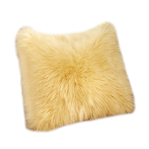 Artificial Wool Fur Soft Plush Pillowcase Cushion Cover Mellow Yellow