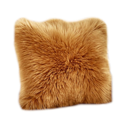 40X40cm Artificial Wool Fur Soft Plush Pillowcase Cushion Cover Khaki