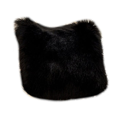 40X40cm Artificial Wool Fur Soft Plush Pillowcase Cushion Cover Black