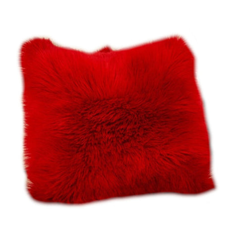 40X40cm Artificial Wool Fur Soft Plush Pillowcase Cushion Cover Red