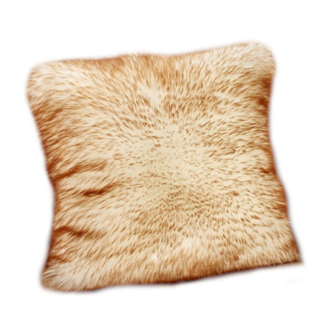 40 X 40Cm Artificial Wool Fur Soft Plush Pillowcase Cushion Cover In White-Yellow