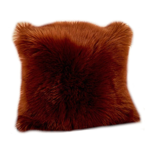 40X40cm Artificial Wool Fur Soft Plush Pillowcase Cushion Cover Brown