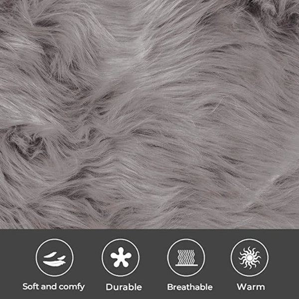 Artificial Wool Fur Soft Plush Pillowcase Cushion Cover Gray Cushions & Decorative Pillows