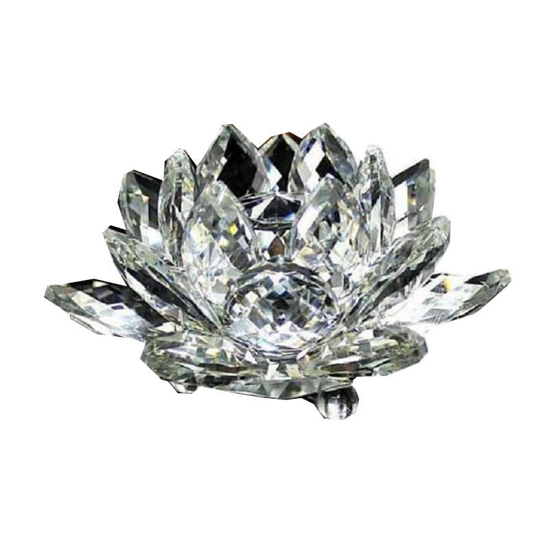 Artificial Crystal Lotus Buddhism Ornament Feng Shui Decor Collection Gift Crystal Glass