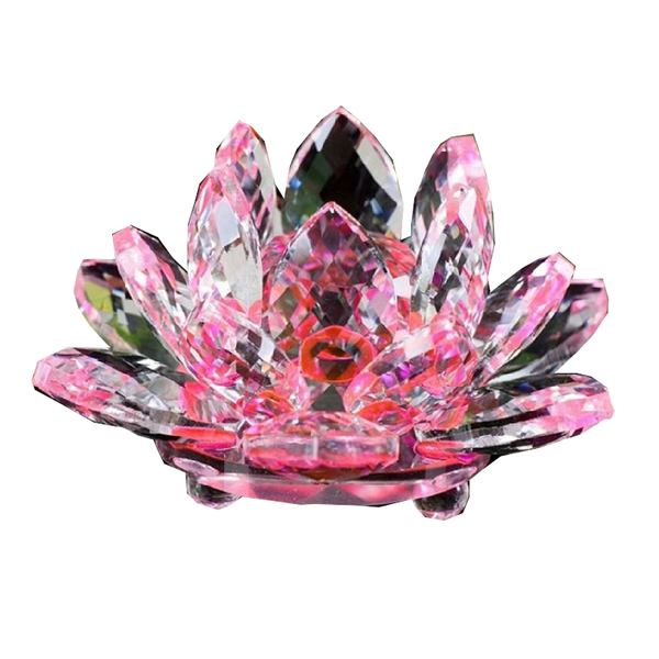 Artificial Crystal Lotus Buddhism Ornament Feng Shui Decor Collection Gift Crystal Glass