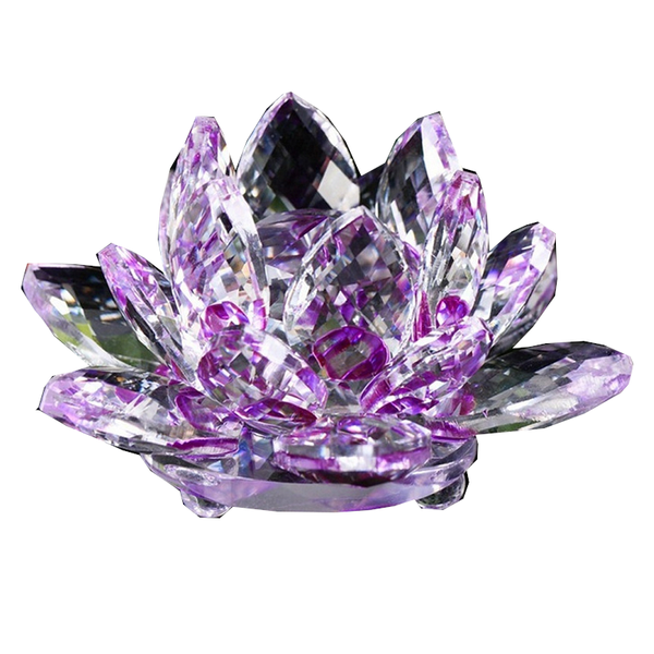 Artificial Crystal Lotus Buddhism Ornament Feng Shui Decor Collection Gift Crystal Glass