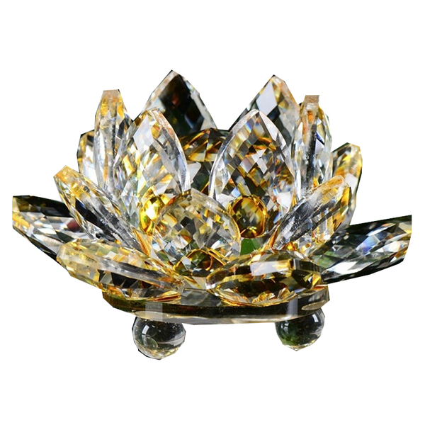Artificial Crystal Lotus Buddhism Ornament Feng Shui Decor Collection Gift Crystal Glass