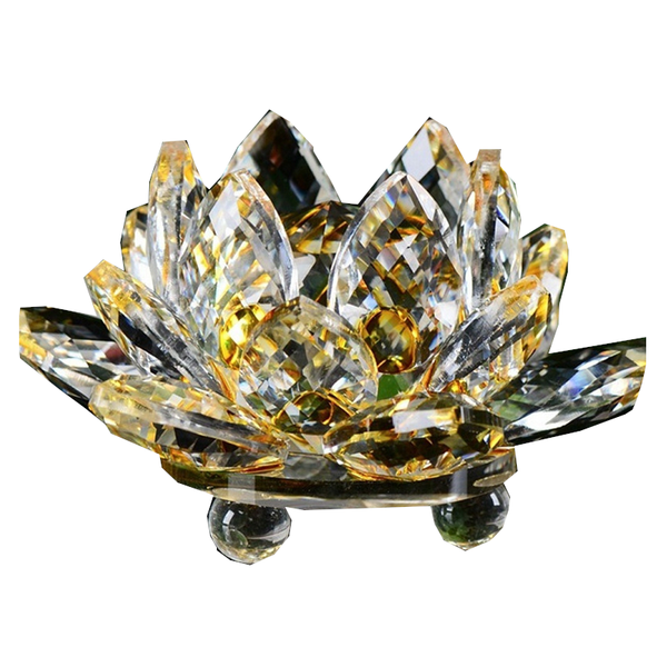 Artificial Crystal Lotus Buddhism Ornament Feng Shui Home Decor Collection Gift