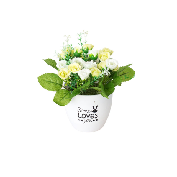 Artificial Rose Fake Flower Bonsai Potted Ornament Home Cafe Gift Shop Decor Red Artificial Plants