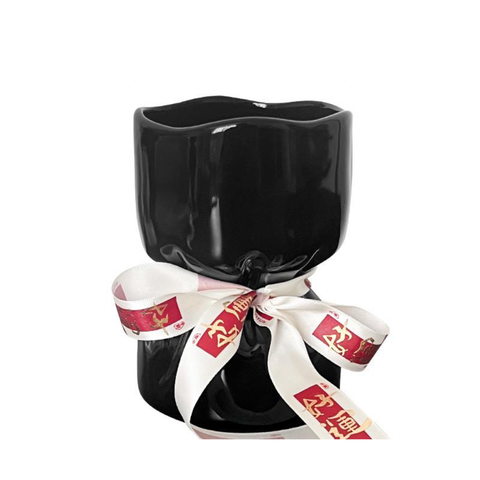 Artisan Handcrafted Ceramic Vase Minimalist Home Decor With Stable Base(Black) Vases