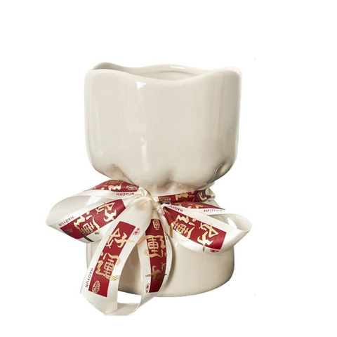 Artisan Handcrafted Ceramic Vase Minimalist Home Decor With Stable Base(White) Vases