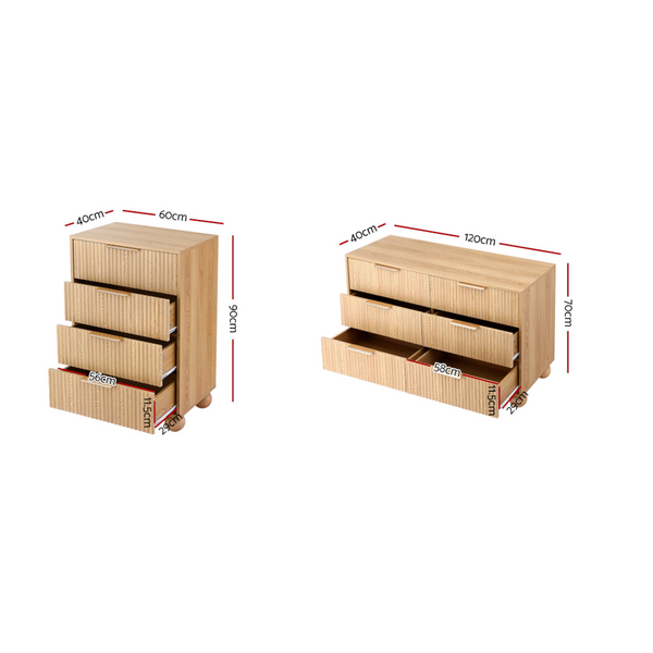 Artiss 4 Chest Of Drawers Dresser Tallboy Pine Dressers & Chests Of Drawers