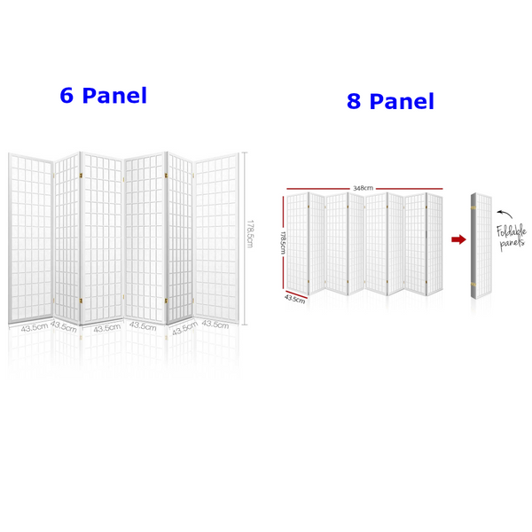 Artiss 6 Panel Room Divider Screen 261X179cm White Screens & Room Dividers