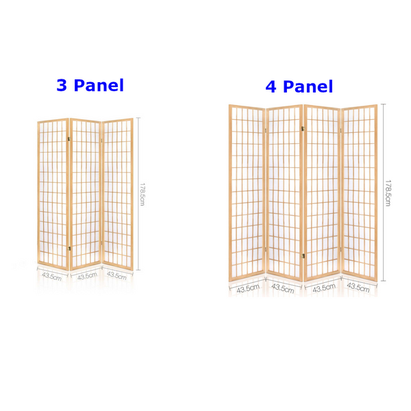 Artiss 3 Panel Room Divider Screen 131X179cm Natural Screens & Room Dividers