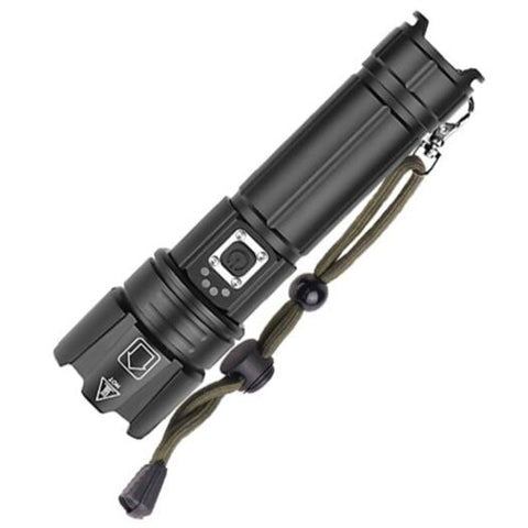 1476 Outdoor Telescopic Focusing 1500Lm Super Bright Flashlight Xhp70 Led Lamp Beads With Battery Indicator Black