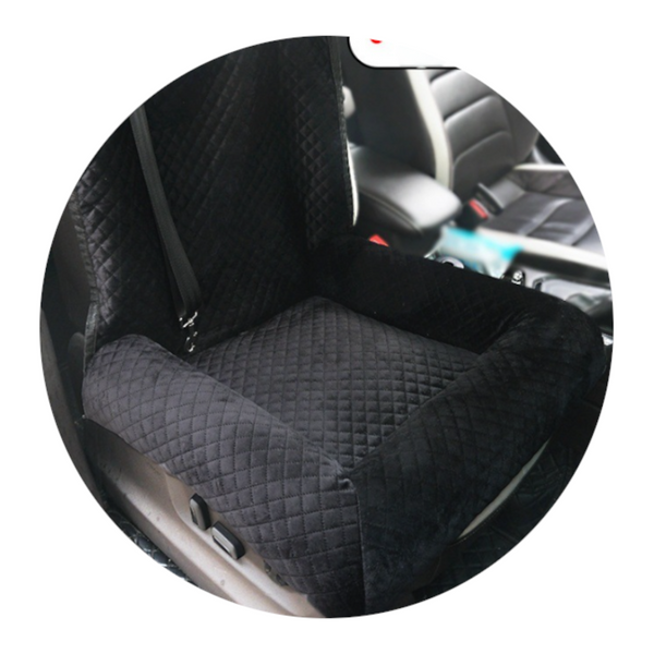 Black Plush Dog Car Booster Seat 2 In 1 Travel Bed For Small Dogs With Washable Cover Pet Transport