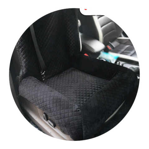Black Plush Dog Car Booster Seat 2 In 1 Travel Bed For Small Dogs With Washable Cover Pet Transport