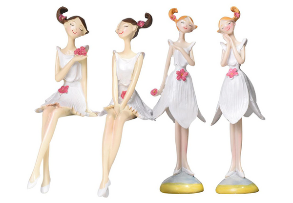 2Pcs Beautiful Flower Hippie Girls Resin Figurines Decor Gift Idea Sculptures & Figurines