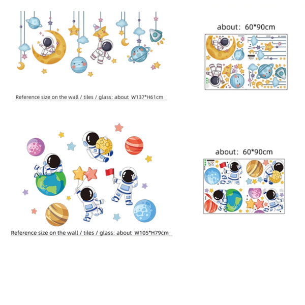 Astronauts Wall Stickers Vinyl Diy Stars Planets Decals For Kids Rooms Little One Bedroom Children Home Decoration Wall Decals & Stickers