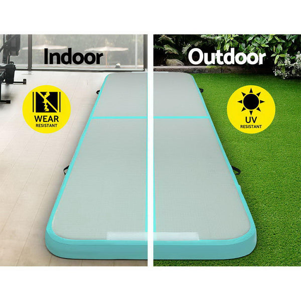 Everfit Gofun 3X1m Inflatable Air Track Mat With Pump Tumbling Gymnastics Green Gymnastics Mats