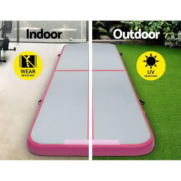 Everfit 3M X 1M Air Track Mat Gymnastic Tumbling Pink And Grey Gymnastics Mats