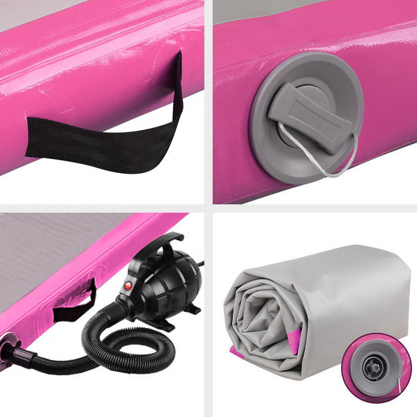 Everfit Gofun 3X1m Inflatable Air Track Mat With Pump Tumbling Gymnastics Pink Gymnastics Mats