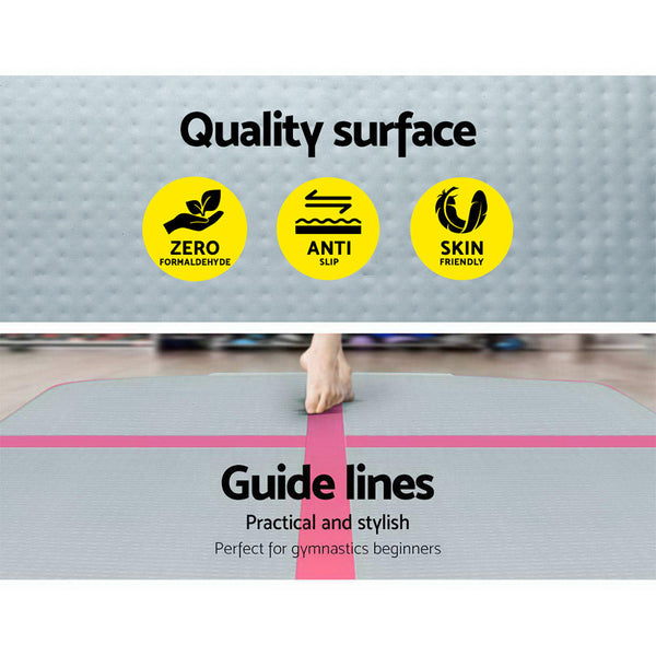 Everfit Gofun 3X1m Inflatable Air Track Mat With Pump Tumbling Gymnastics Pink Gymnastics Mats
