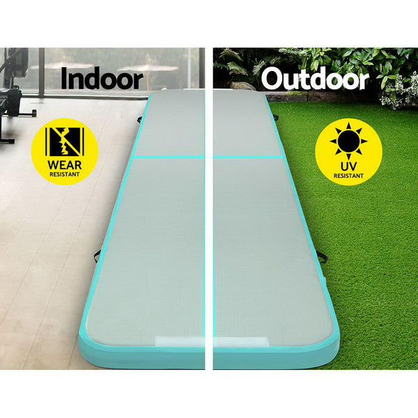 Everfit Gofun 4X1m Inflatable Air Track Mat With Pump Tumbling Gymnastics Green Gymnastics Mats