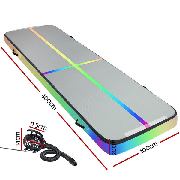 Everfit 4M Air Track Gymnastics Tumbling Exercise Mat Inflatable Mats 20Cm Thick + Pump Gymnastics Mats