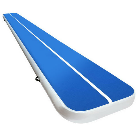 Everfit 6M X 1M Inflatable Air Track Mat 20Cm Thick Gymnastic Tumbling Blue And White