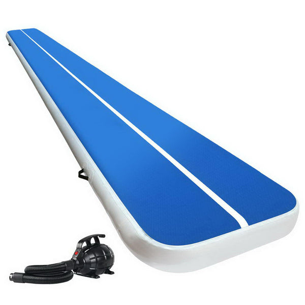 Everfit 6X1m Inflatable Air Track Mat 20Cm Thick With Pump Tumbling Gymnastics Blue Gymnastics Mats