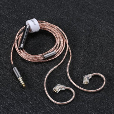 Feat / Mic 01 Hifi Earbuds Cable 0.78Mm 2 Pin Copper Core Earphone Wire With And In Line Control Gray Cables & Adapters