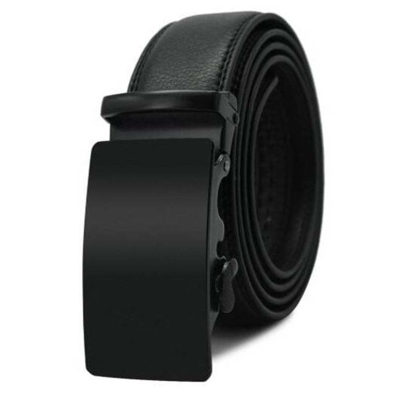 Automatic Buckle Cowhide Leather Business Belt Black Belts