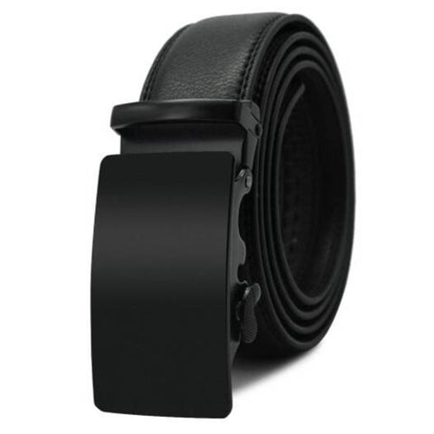Automatic Buckle Cowhide Leather Business Belt Black Belts