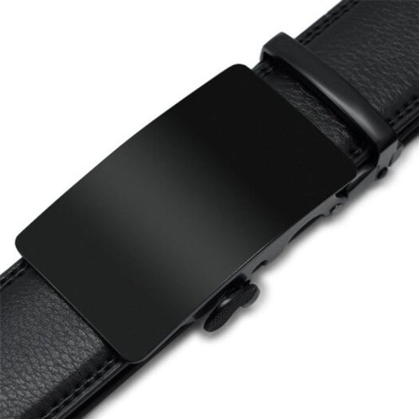 Automatic Buckle Cowhide Leather Business Belt Black Belts