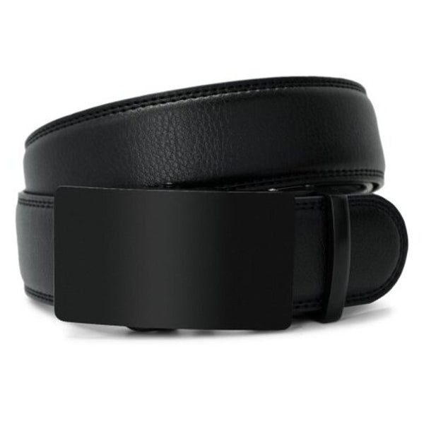 Automatic Buckle Cowhide Leather Business Belt Black Belts
