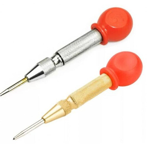 Automatic Center Punch With Grip Silver