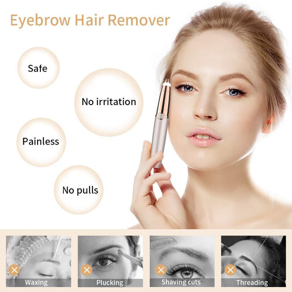 Electric Eyebrow Trimmer Brows Hair Remover Led Light
