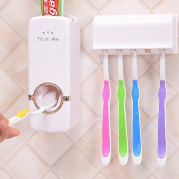 Automatic Toothpaste Dispenser Toothbrush Holder Set Practical Creative Daily Item Milk White
