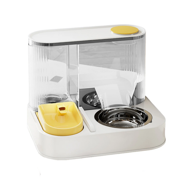 Automatic Pet Feeder And Water Bowl 2 In 1 Yellow Stainless Steel Cat Feeding Station Dog Automatic Feeders